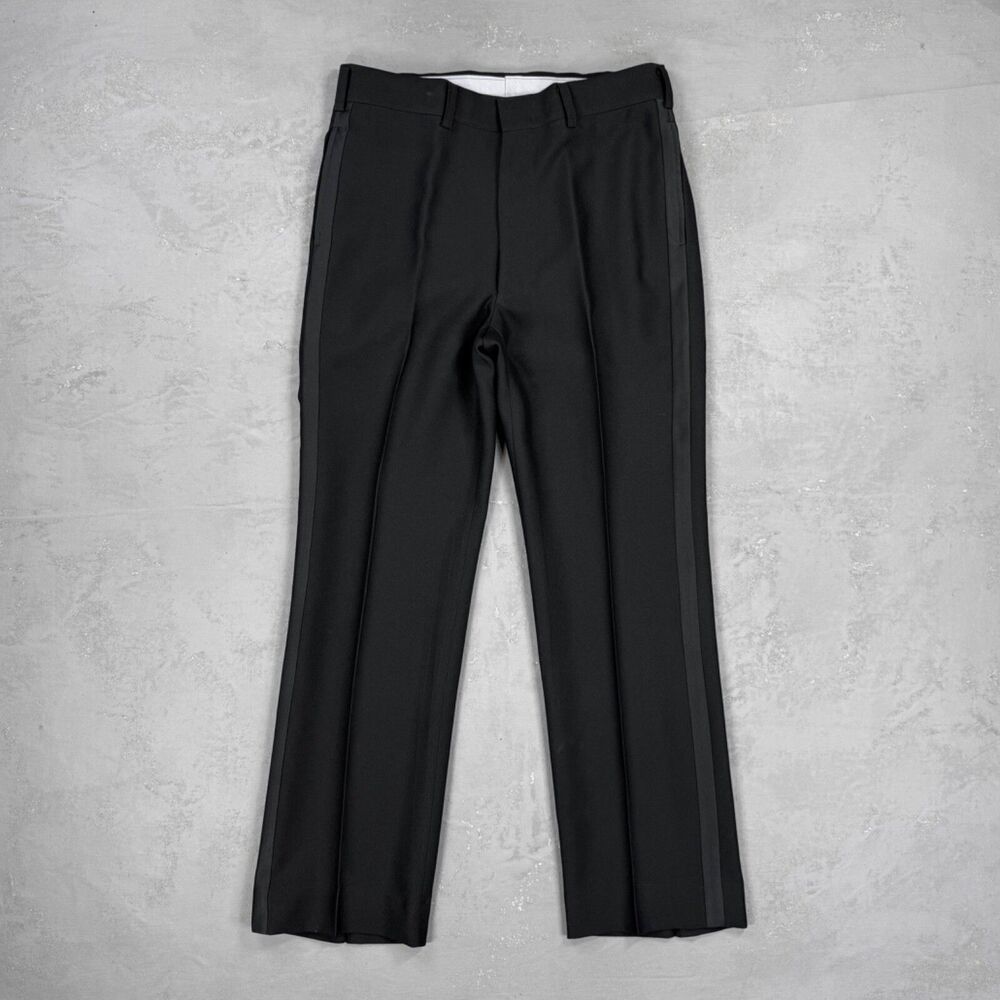 Vintage Black Straight Leg Tuxedo Pants Fit 35 x 31